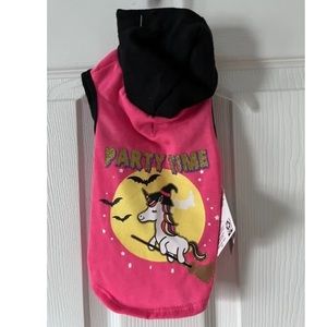 Celebrate Halloween Pet Apparel shirt with hood Party Time unicorn SZ XS NWT